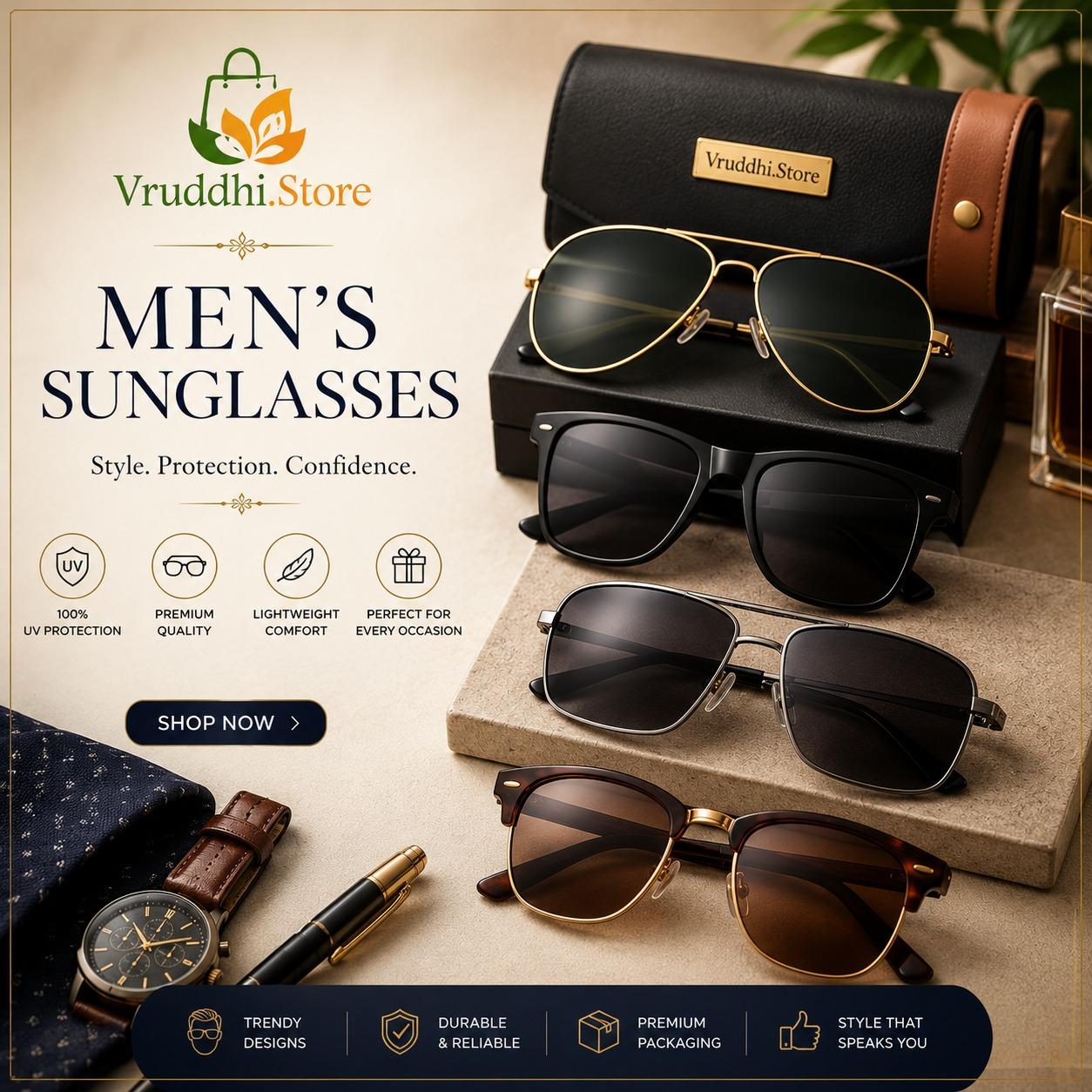 Men's sunglasses collection in assorted frame styles