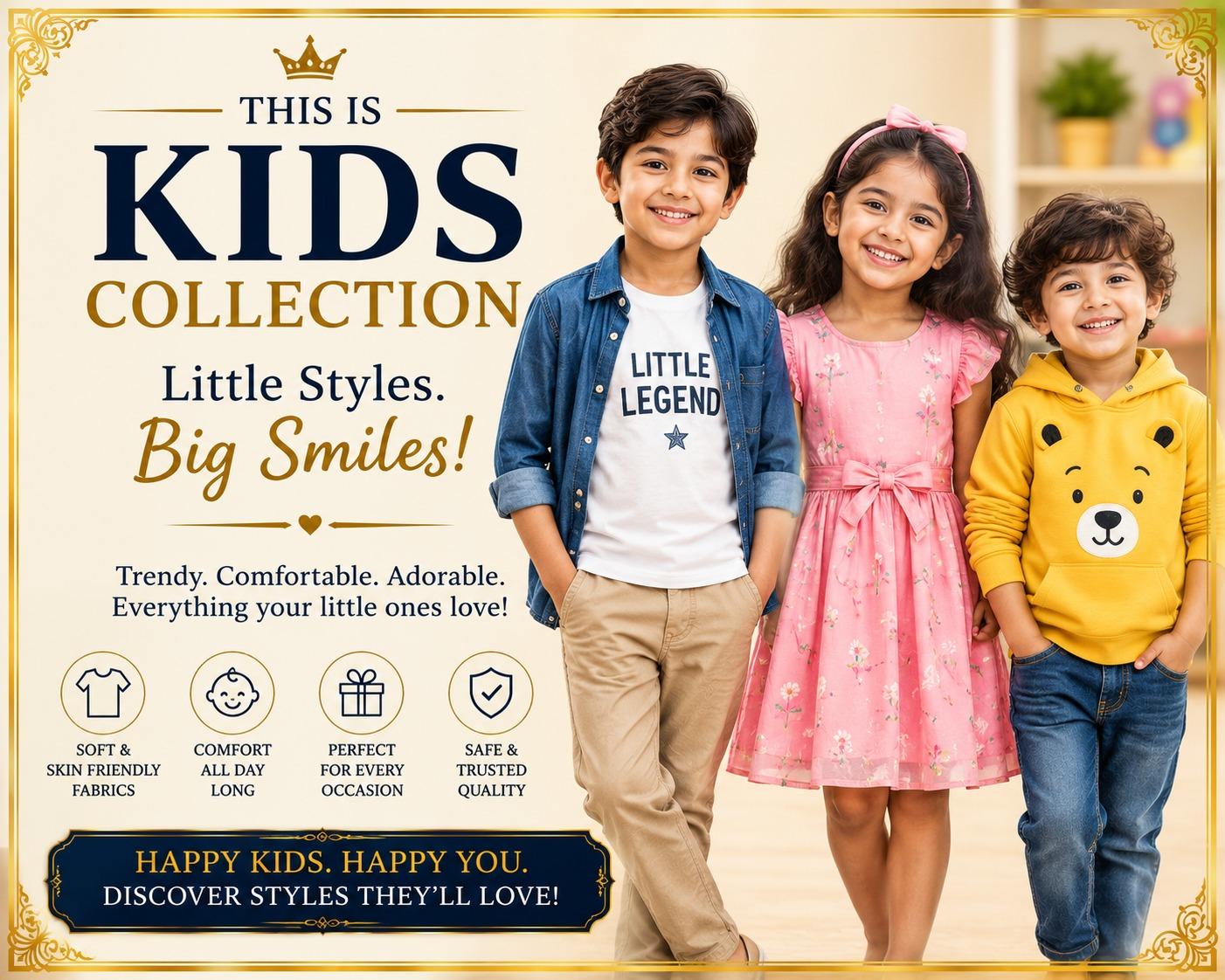 Children wearing colourful casual outfits