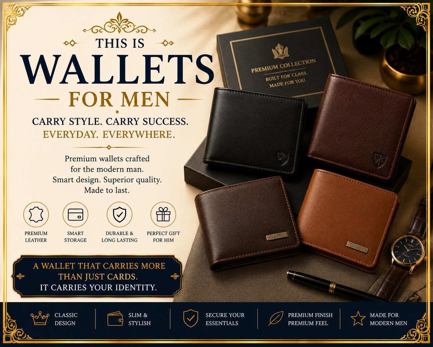 Men’s leather wallets in black and brown colours