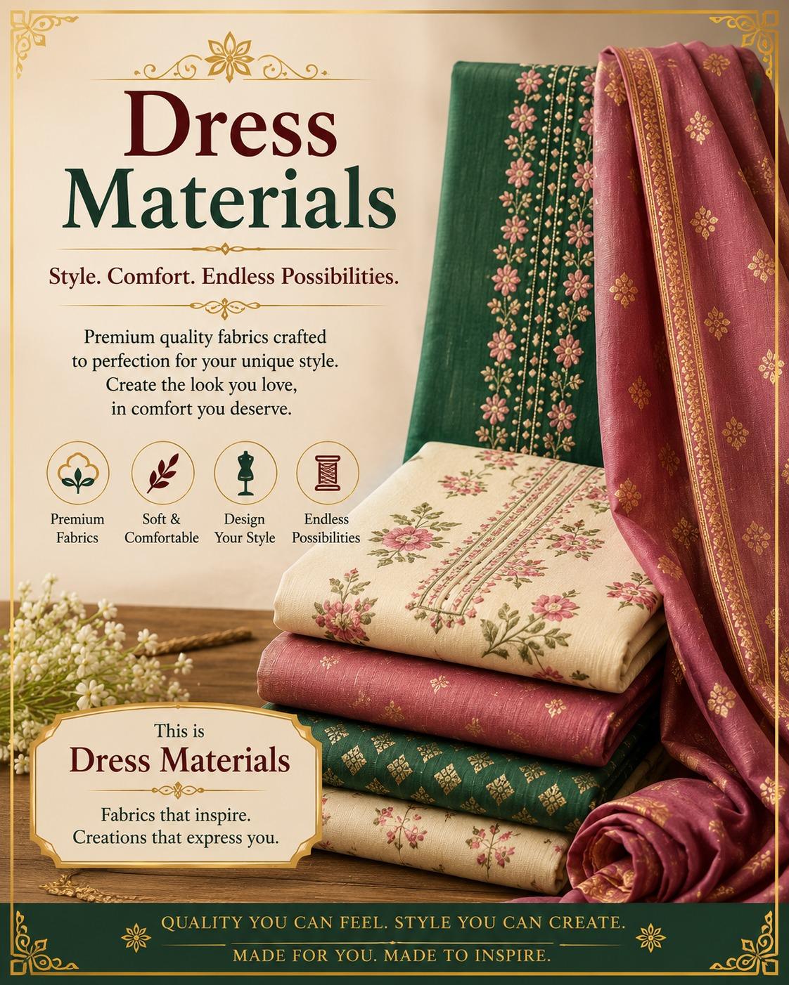 Women’s dress materials with embroidered fabrics and matching dupatta