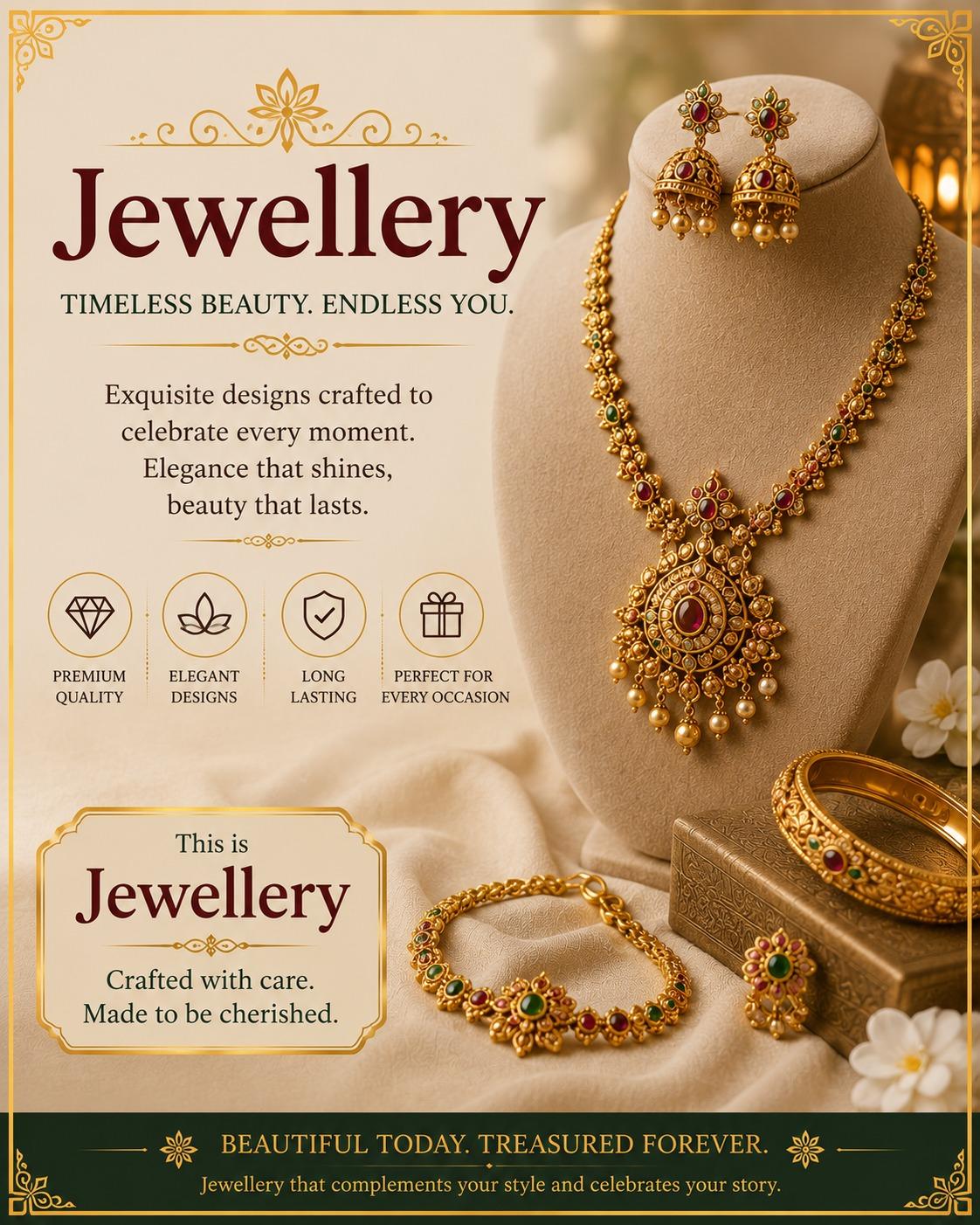 Traditional gold-tone necklace, earrings, bangles and bracelet